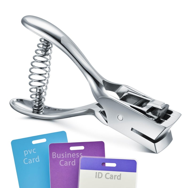IMLIKE Badge Hole Punch for ID Cards:All Metal Handheld Slot Hole Punch,No Burrs,One Slot Badge Hole Puncher for ID Card,Badge PVC and Blinds Hole, 15mm x 3mm Hole - Image 1